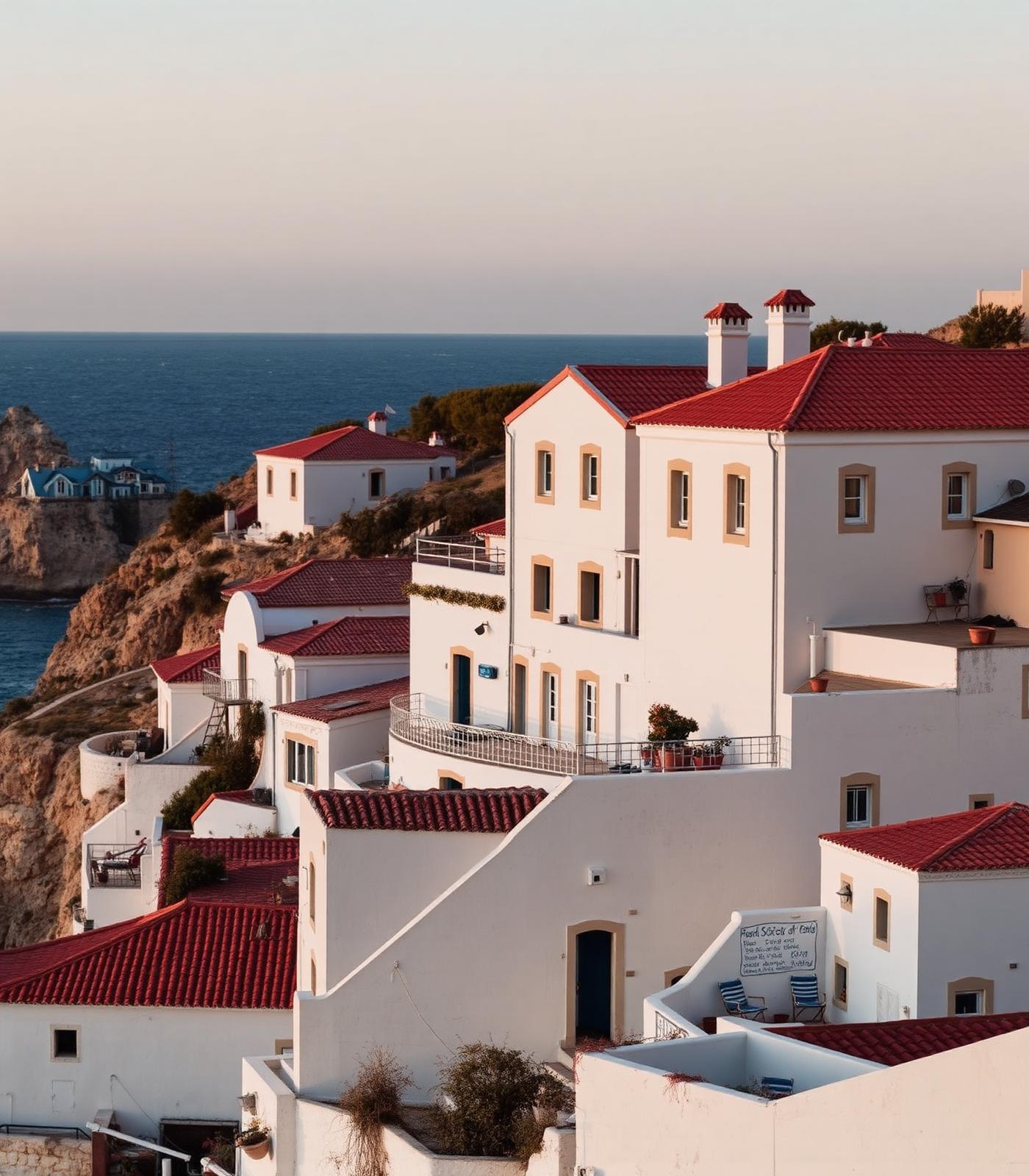Whitewashed Portuguese coastal village